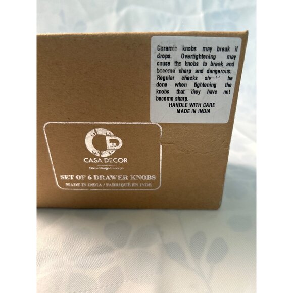 Set Of 6 Casa Decor Ceramic Drawer Knobs With Blue Floral Design Made In India - Picture 5 of 6